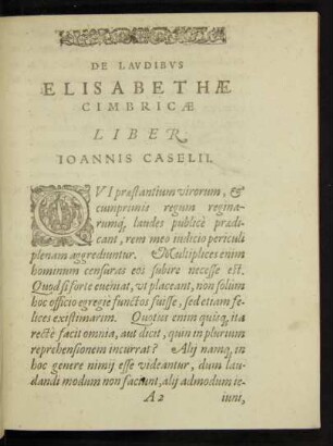 De Laudibus Elisabethae Cimbricae Liber Ioannis Caselii.
