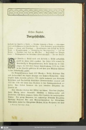 Erstes Kapitel. Vorgeschichte