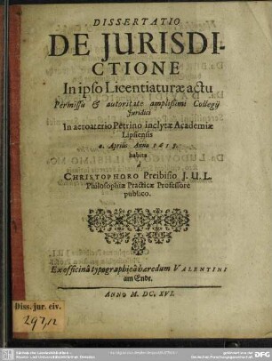 Dissertatio de jurisdictione