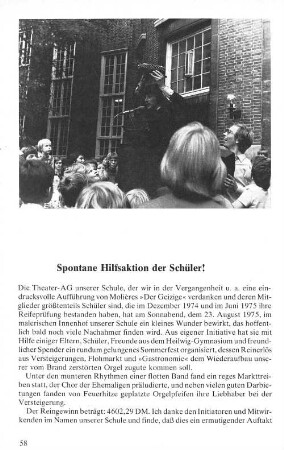 Spontane Hilfsaktion der Schüler!