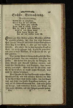 Sechste Betrachtung.