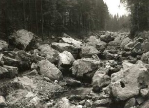 Unwetterkatastrophe im Osterzgebirge am 8./9. Juli 1927. Im Gottleubatal bei Langenhennersdorf - Zwiesel. Felsblöcke