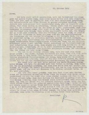 Brief von Raoul Hausmann an Elfriede Hausmann. [Limoges]