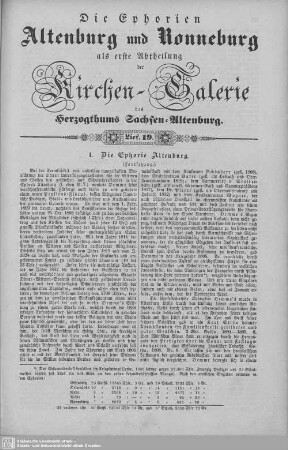 I. Die Ephorie Altenburg (Fortsetzung), Ehrenhain : 19. Lieferung