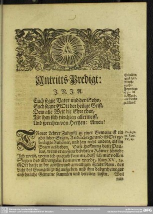 Antritts-Predigt