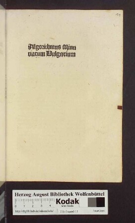 Algorithmus Minutiarum Vulgarium