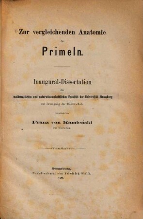 Zur vergleichenden Anatomie der Primeln