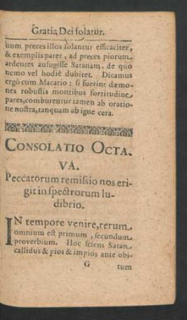 Consolatio Octava. Peccatorum remissio nos erigit spectrorum ludibrio.