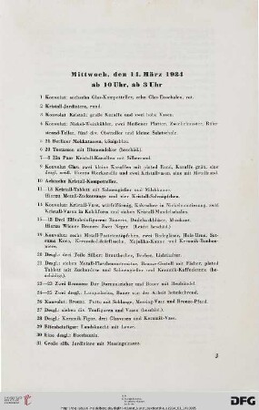Mittwoch, den 14. März 1934 ab 10 Uhr, ab 3 Uhr (Nr. 1-545)