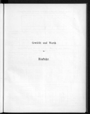 Gewicht und Werth der Einfuhr.