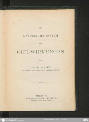 Ein natürliches System der Gift-Wirkungen