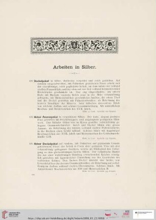Arbeiten in Silber (Nr. 123 - 185)