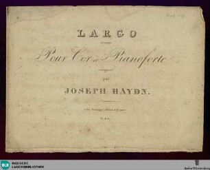 Largo arrangé pour cor et pianoforte