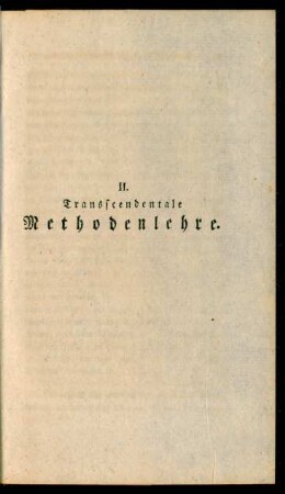 II. Transcendentale Methodenlehre