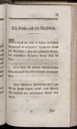 Die Lerche und die Nachteule.
