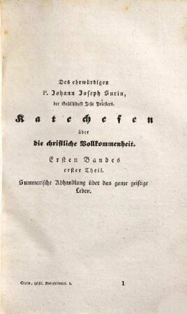 Geistlicher Katechismus : ein Seitenstück zur Uebung der Vollkommenheit von Alphons Rodriguez, 1