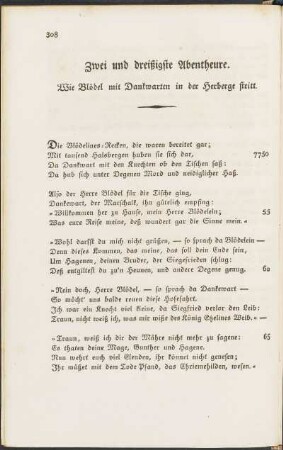 Zwei und dreißigste Abentheure. Wie Blödel mit Dankwarten in der Herberge stritt.