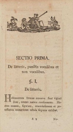 Sectio Prima. De litteris, punctis vocalibus et non vocalibus.