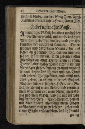 Gebet um wahre Busse.