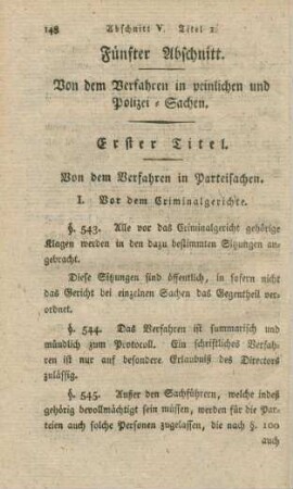 Fünfter Abschnitt. Von dem Verfahren in peinlichen und Polizei-Sachen
