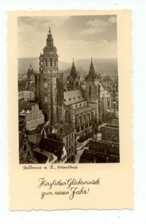Grußkarte, Gesamtansicht Kilianskirche von oben