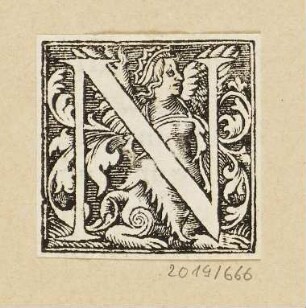 Buchstabe N, Initiale zu einem römischen Majuskel-Alphabet