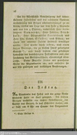 III. Der Festtag