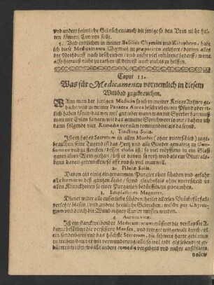 Caput 11. Was für Medicamenta vornehmlich in diesem Wildbad zugebrauchen.