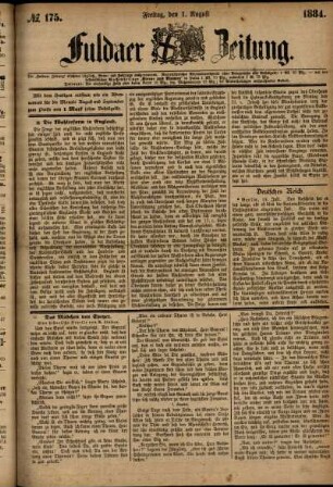 Ausgabe vom Freitag, den 01. August 1884.