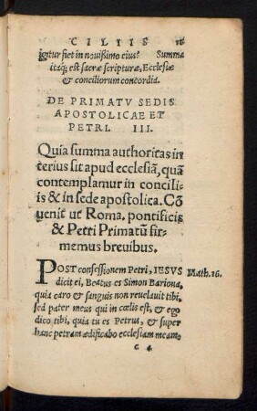 De Primatu Sedis Apostolicae Et Petri. III.