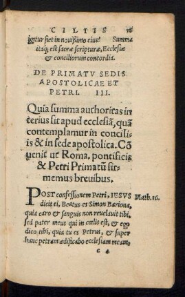 De Primatu Sedis Apostolicae Et Petri. III.