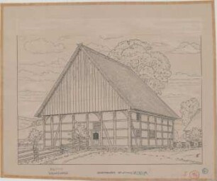 Sabbenhausen (Kreis Detmold): Hof Schomeier. Haupthaus (Schaubild von Westen)