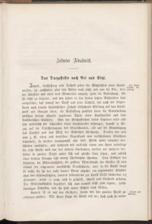 Zehnter Abschnitt. Das Dargestellte nach Art und Styl.