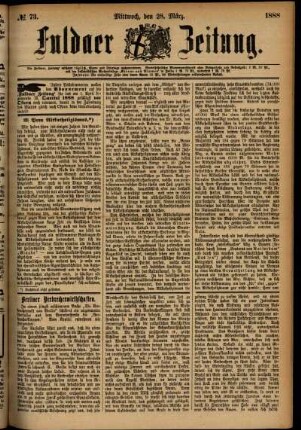 Ausgabe vom Mittwoch, den 28. März 1888.