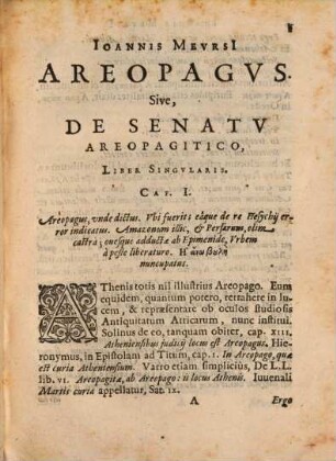 Areopagus : Sive, de senatu areopagitico liber singularis