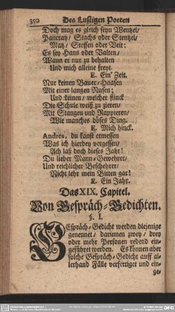 Das XIX. Capitel, Von Gespräch-Gedichten