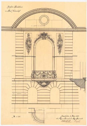 Großes Badehaus, Bad Nenndorf: Detail des großen Fensters 1:20