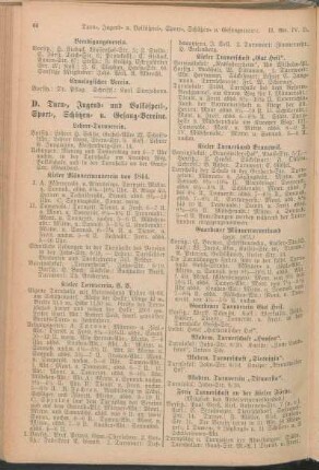 D. Turn-, Jugend- und Volksspeil-, Sport-, Schützen- u. Gesang-Vereine.