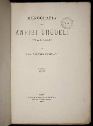 Monografia Degli Anfibi Urodeli Italiani