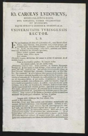 Jo. Carolus Ludovicus, comes Palatinus Rheni, dux Bavariae...