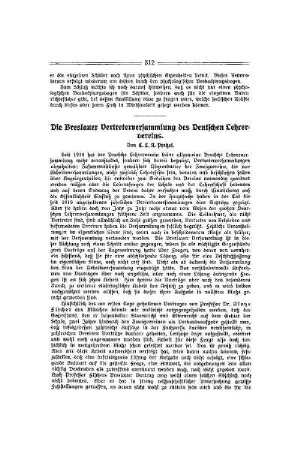 Die Breslauer Vertreterversammlung des Deutschen Lehrervereins