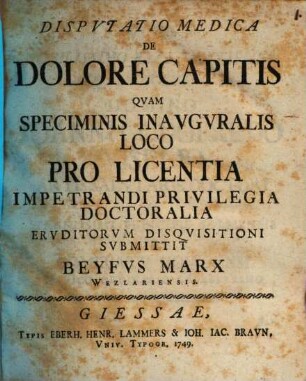Disp. med. de dolore capitis