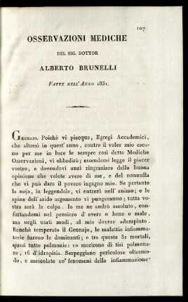 Osservazioni Mediche del 1831