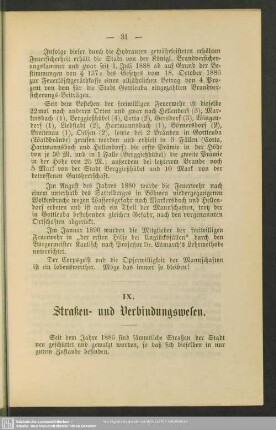 IX. Straßen- und Verbindungswesen