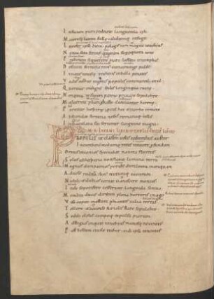 Historisierte Initiale P (Pompeius verlässt Italien)