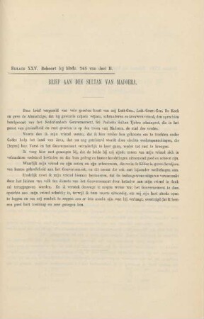 Bijlage XXV. Behoort bij bladz. 245 van deel II. Brief aan den Sultan van Madoera