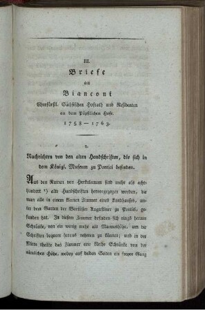 III. Briefe an Bianconi ... 1758 - 1763.