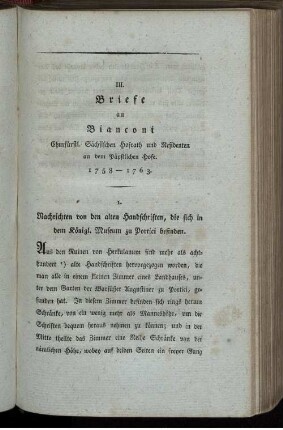 III. Briefe an Bianconi ... 1758 - 1763.