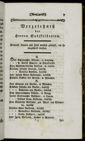 Verzeichniß der Herren Subskribenten.