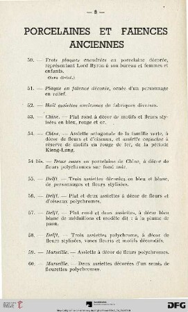 Porcelaines Et Faiences Anciennes (Nr. 50-77)